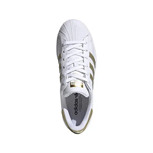 adidas Originals Women's Superstar Sneaker, White/Gold Metallic/White, 9.5
