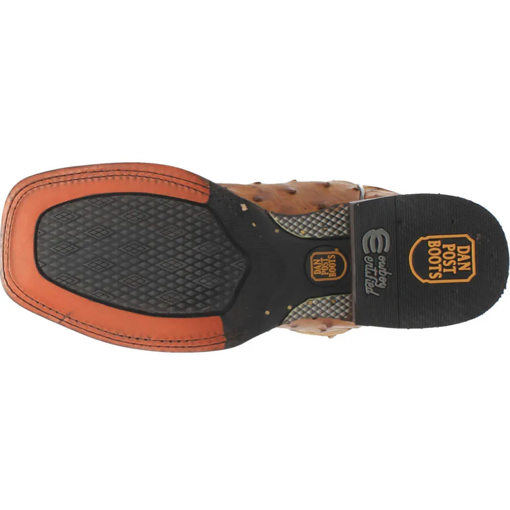 Alamosa Embroidered Ostrich Square Toe Pull On Cowboy Boots