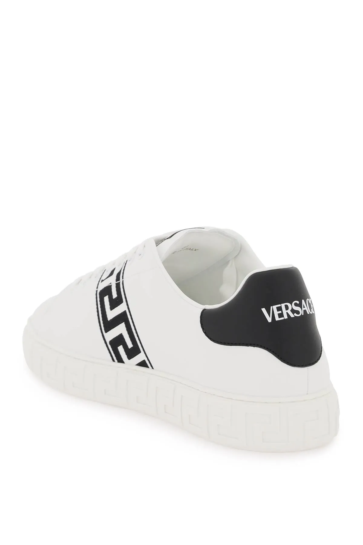 Greca Pattern Faux Leather Sneakers
